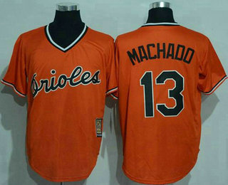 Men's Baltimore Orioles #13 Manny Machado Orange Pullover Stitched MLB Majestic Cool Base Cooperstown Collection Jersey的副本