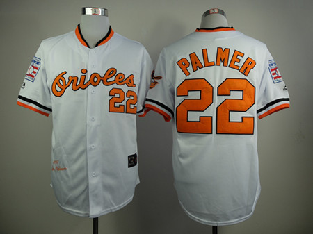 Men's Baltimore Orioles #22 Jim Palmer 1970 White Throwback Jersey with Hall Of Fame Patch