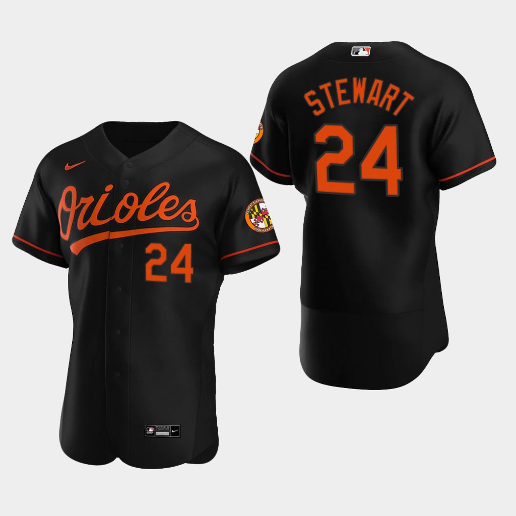 Men's Baltimore Orioles #24 DJ Stewart Nike Black Alternate Flexbase Jersey
