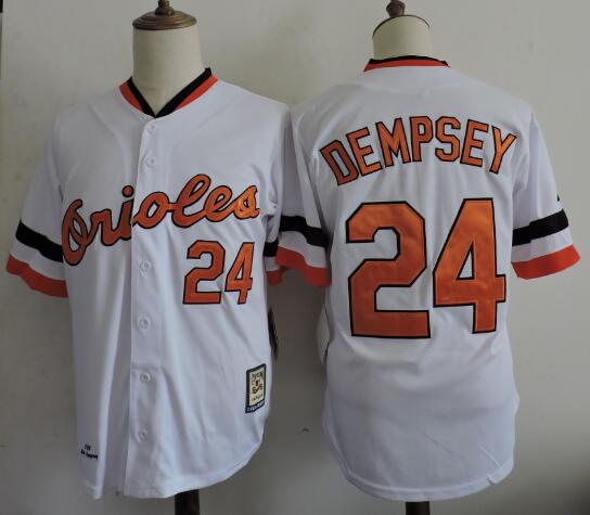 Men's Baltimore Orioles #24 RICK DEMPSEY White 1983 Cooperstown Throwback Stitched Baseball Jerseys