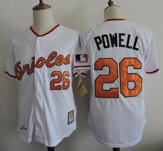 Men's Baltimore Orioles #26 BOOG POWELL White 1969 Cooperstown Throwback Stitched Baseball Jerseys