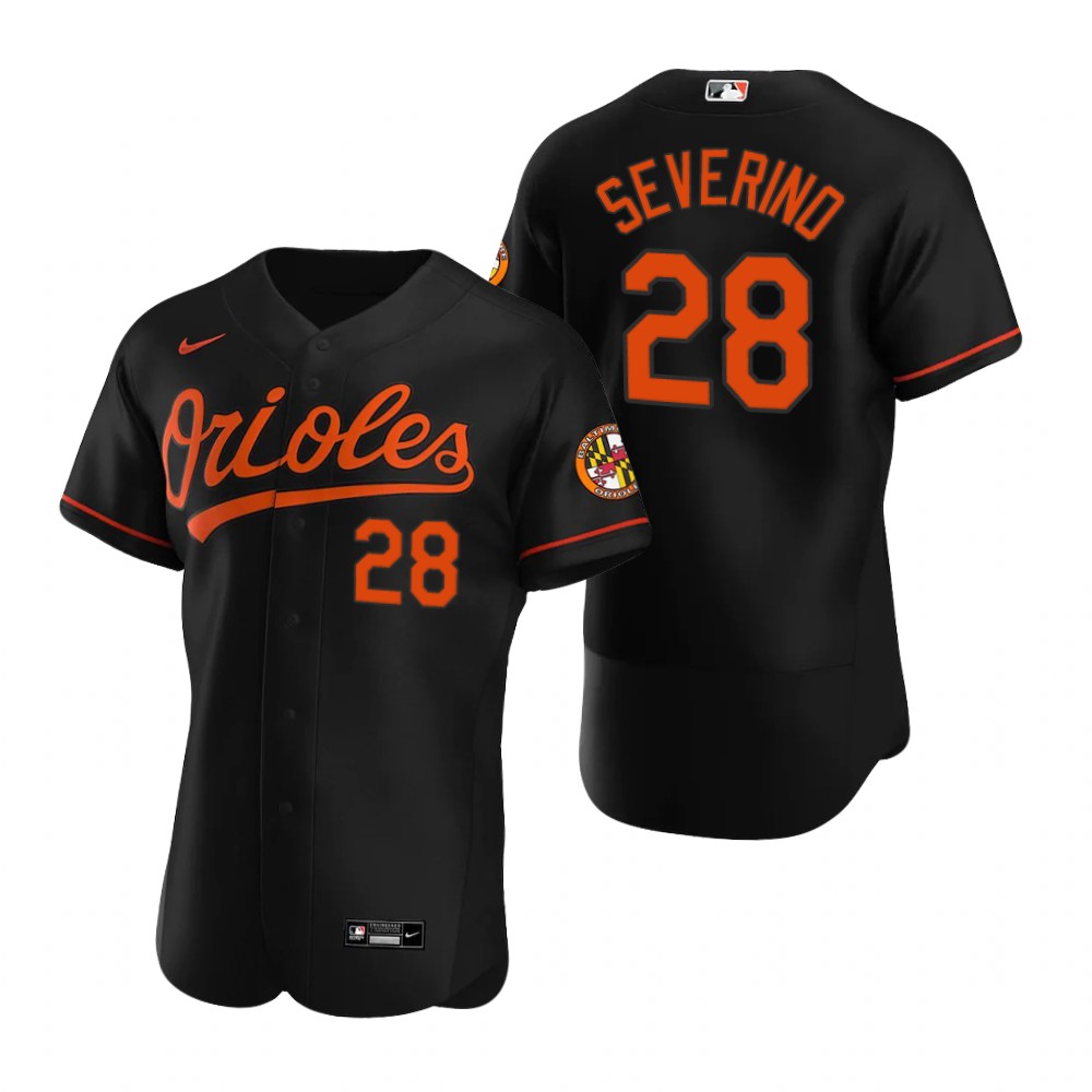 Men's Baltimore Orioles #28 Pedro Severino Nike Black Alternate Flexbase Jersey