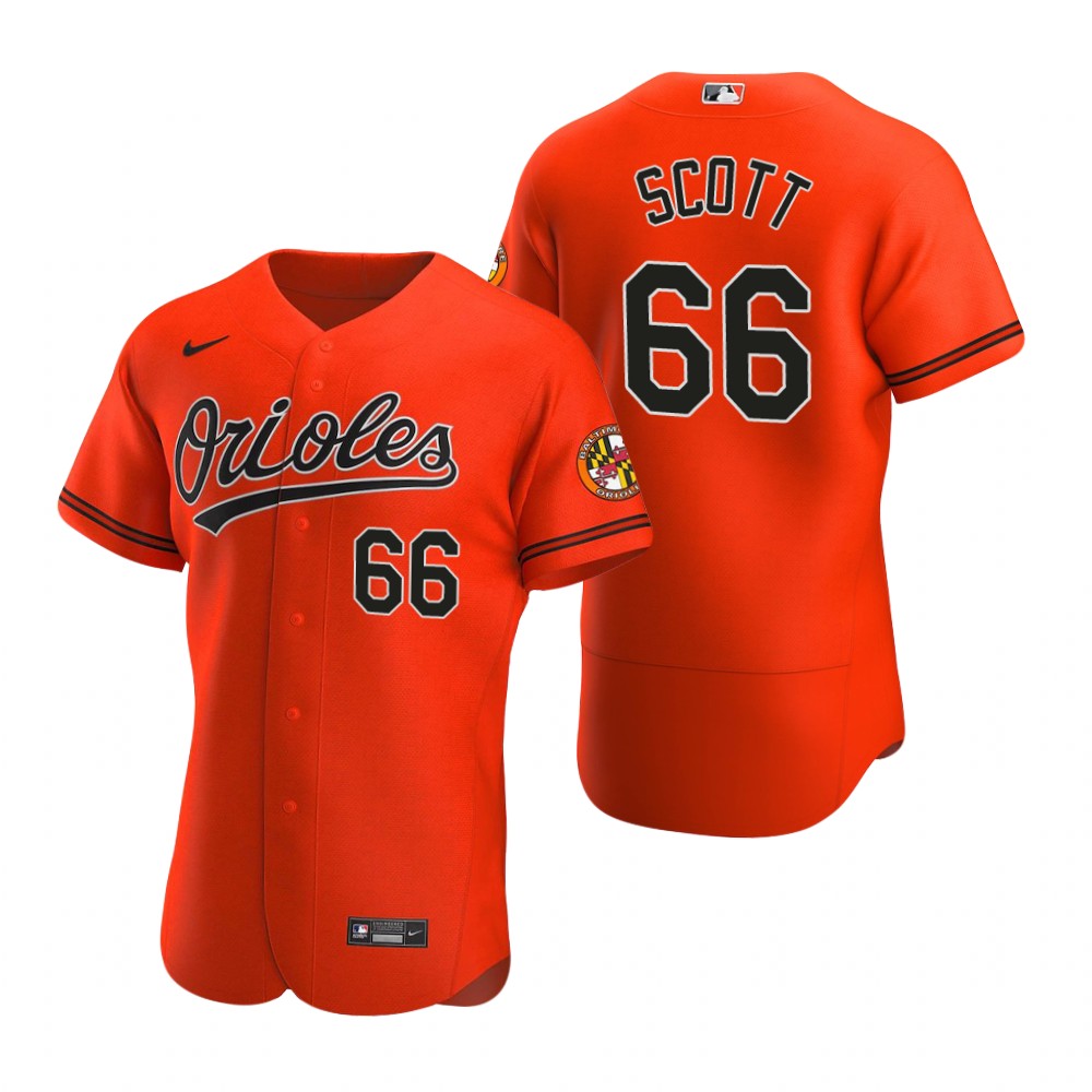 Men's Baltimore Orioles #66 Tanner Scott Nike Orange Alternate Flexbase Jersey