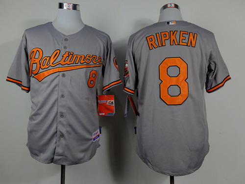 Men's Baltimore Orioles #8 Cal Ripken Gray Cool Base Jerseys
