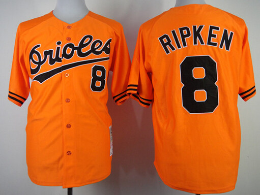 Men's Baltimore Orioles #8 Cal Ripken Throwback Orange Jersey