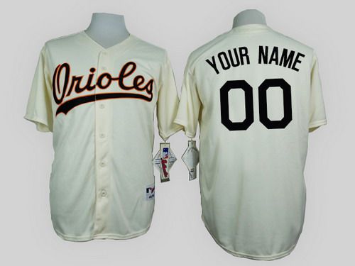 Men's Baltimore Orioles Customized 1954 Turn Back The Clock Cream Jersey