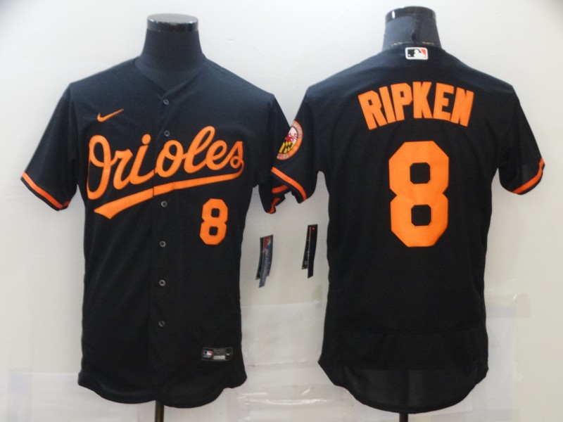 Men's Baltimore Orioles Retired Player #8 Cal Ripken Jr. Nike Black Stitched Alternate Flex base Jerseys