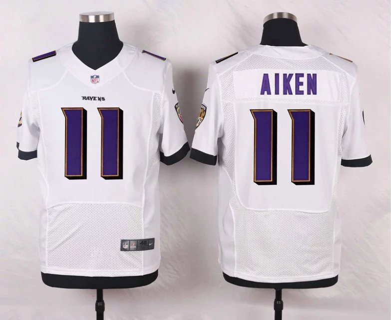 Men's Baltimore Ravens #11 Kamar Aiken White Road NFL Nike Elite Stitched Jersey