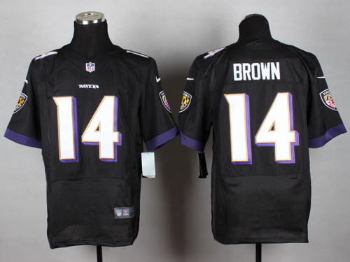 Men's Baltimore Ravens #14 Marlon Brown 2013 Black Nik Elite Stitched Jersey