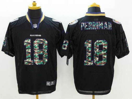 Men's Baltimore Ravens #18 Breshad Perriman Black With Camo Fashion NFL Nike Elite Stitched Jersey