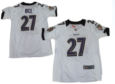 Men's Baltimore Ravens #27 Ray Rice White Nik Elite Stitched Jersey
