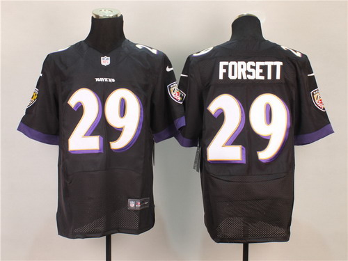 Men's Baltimore Ravens #29 Justin Forsett 2013 Black Nik Elite Jersey
