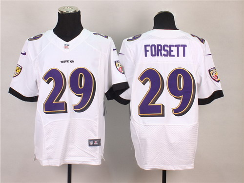 Men's Baltimore Ravens #29 Justin Forsett 2013 White Nik Elite Jersey