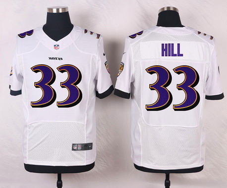 Men's Baltimore Ravens #33 Will Hill White Road NFL Nike Elite Stitched Jersey