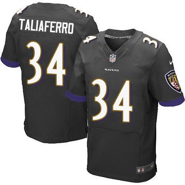 Men's Baltimore Ravens #34 Lorenzo Taliaferro Black Alternate NFL Nike Elite Jersey