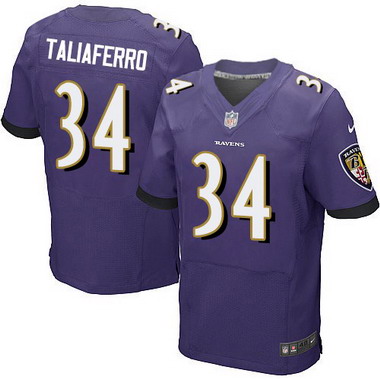 Men's Baltimore Ravens #34 Lorenzo Taliaferro Purple Team Color NFL Nike Elite Jersey