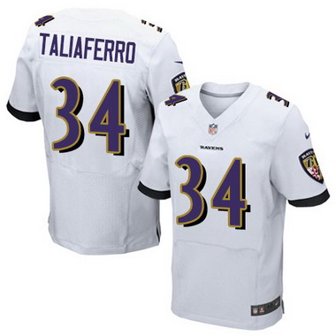 Men's Baltimore Ravens #34 Lorenzo Taliaferro White Road NFL Nike Elite Jersey