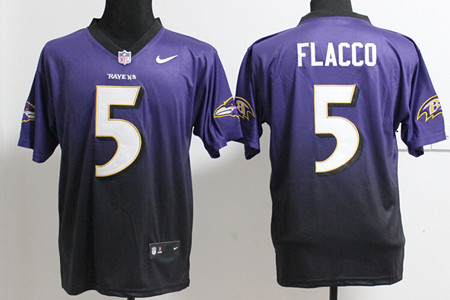 Men's Baltimore Ravens #5 Joe Flacc Nik Elite Drift Fashion II Stitched Jerseys