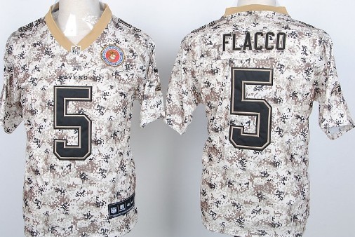 Men's Baltimore Ravens #5 Joe Flacco 2013 Nik USMC Camo Elite Stitched Jersey