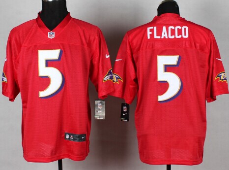 Men's Baltimore Ravens #5 Joe Flacco 2014 QB Red Nik Elite Stitched Jersey