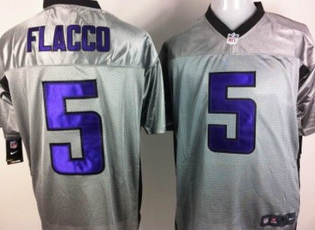 Men's Baltimore Ravens #5 Joe Flacco Gray Nik Elite Jersey