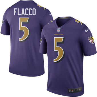 Men's Baltimore Ravens #5 Joe Flacco Nike Purple Color Rush Legend Jersey