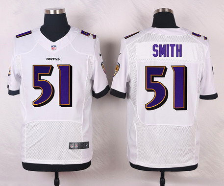 Men's Baltimore Ravens #51 Daryl Smith White Road NFL Nike Elite Stitched Jersey