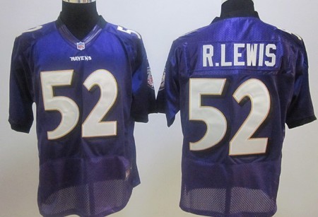 Men's Baltimore Ravens #52 Ray Lewis Purple Nik Elite Stitched Jersey