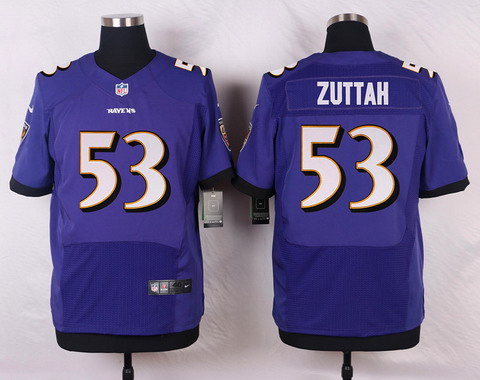 Men's Baltimore Ravens #53 Jeremy Zuttah Purple Team Color NFL Nike Elite Stitched Jersey