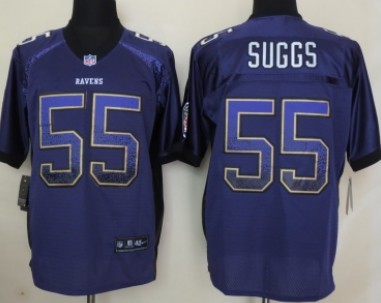 Men's Baltimore Ravens #55 Terrell Suggs 2013 Nik Drift Fashion Purple Elite Stitched Jersey