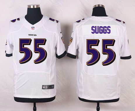 Men's Baltimore Ravens #55 Terrell Suggs white Nik Elite Stitched Jersey