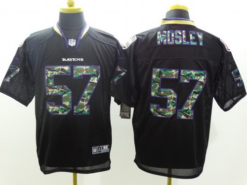 Men's Baltimore Ravens #57 C.J. Mosley Black With Camo Nik Elite Jersey