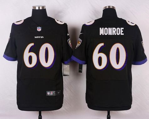 Men's Baltimore Ravens #60 Eugene Monroe Black Alternate NFL Nike Elite Stitched Jersey