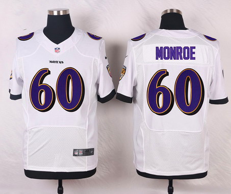 Men's Baltimore Ravens #60 Eugene Monroe White Road NFL Nike Elite Stitched Jersey