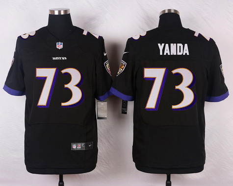 Men's Baltimore Ravens #73 Marshal Yanda Black Nik Elite Stitched Jersey