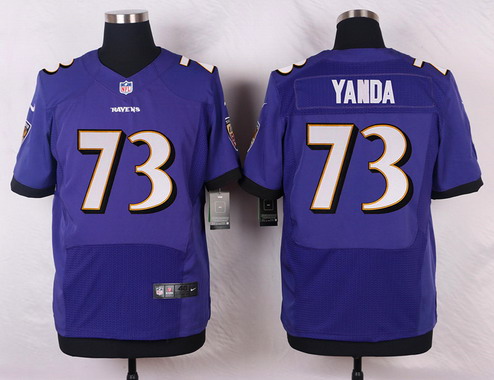 Men's Baltimore Ravens #73 Marshal Yanda Purple Nik Elite Stitched Jersey