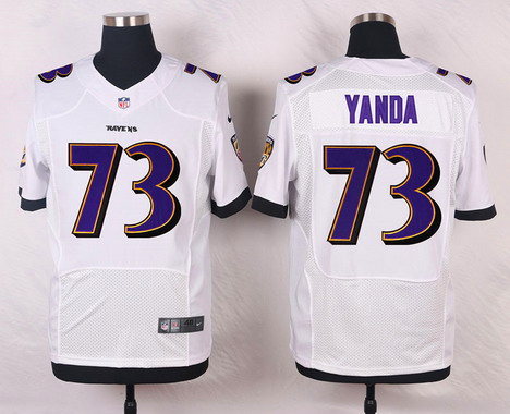 Men's Baltimore Ravens #73 Marshal Yanda White Road NFL Nike Elite Stitched Jersey