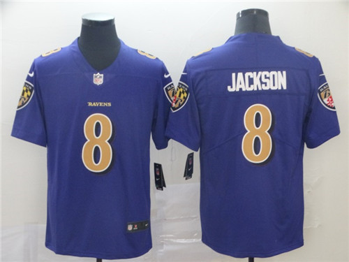 Men's Baltimore Ravens #8 Lamar Jackson Nike Purple Color Rush Player Limited Football Stitched Jersey