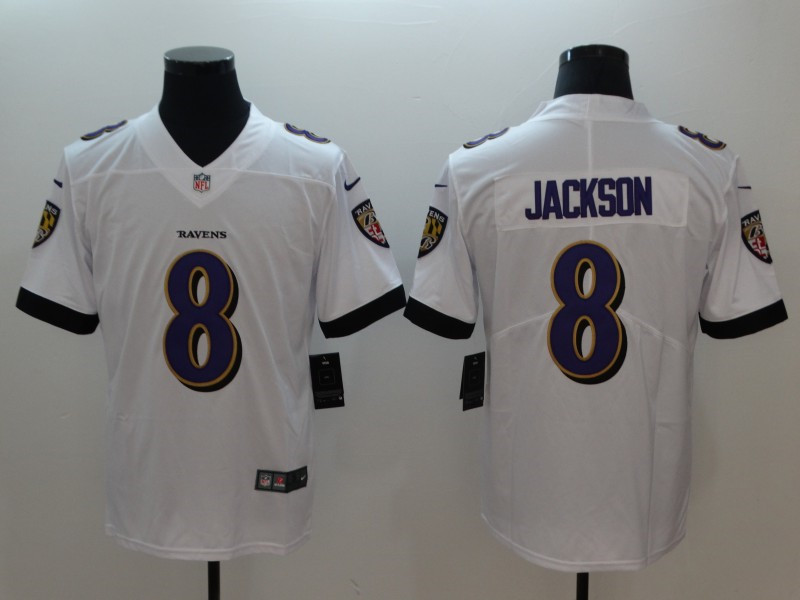 Men's Baltimore Ravens #8 Lamar Jackson Nike White Player Limited Football Stitched Jersey