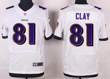 Men's Baltimore Ravens #81 Kaelin Clay White Road NFL Nike Elite Stitched Jersey