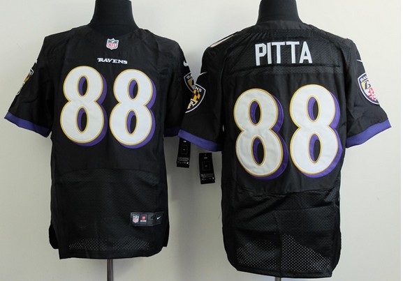 Men's Baltimore Ravens #88 Dennis Pitta Black Nik Elite Stitched Jersey