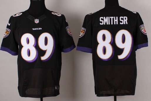 Men's Baltimore Ravens #89 Steve Smith Sr Black Nik Elite Stitched Jersey