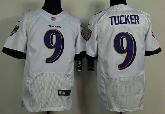 Men's Baltimore Ravens #9 Justin Tucker White 2013 Nik Elite Stitched Jersey