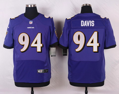 Men's Baltimore Ravens #94 Carl Davis Purple Team Color NFL Nike Elite Jersey