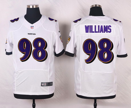 Men's Baltimore Ravens #98 Brandon Williams White Road NFL Nike Elite Jersey