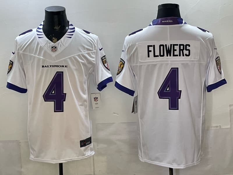 Men's Baltimore Ravens 2026 Vapor Limited Jersey -  All Stitched Zay Flowers #  4