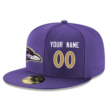 Men's Baltimore Ravens Purple Color Snapback Custom Hat (Stitched any name&number)