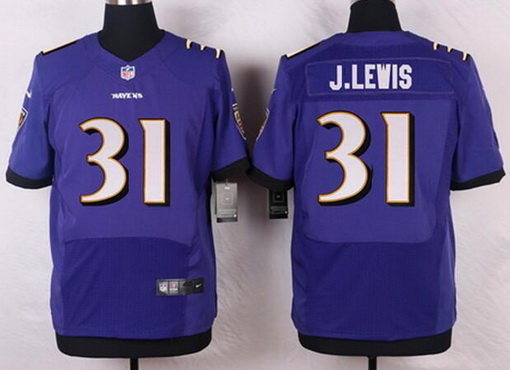 Men's Baltimore Ravens Retired Player #31 Jamal Lewis Purple Nike Elite Stitched Jersey