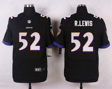 Men's Baltimore Ravens Retired Player #52 Ray Lewis Black Elite Stitched Jersey