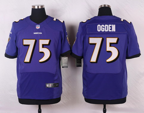 Men's Baltimore Ravens Retired Player #75 Jonathan Ogden Purple Nike Elite Stitched Jersey